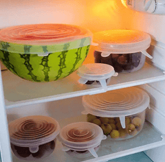 Set Of 6 Round Silicone Stretch Lids