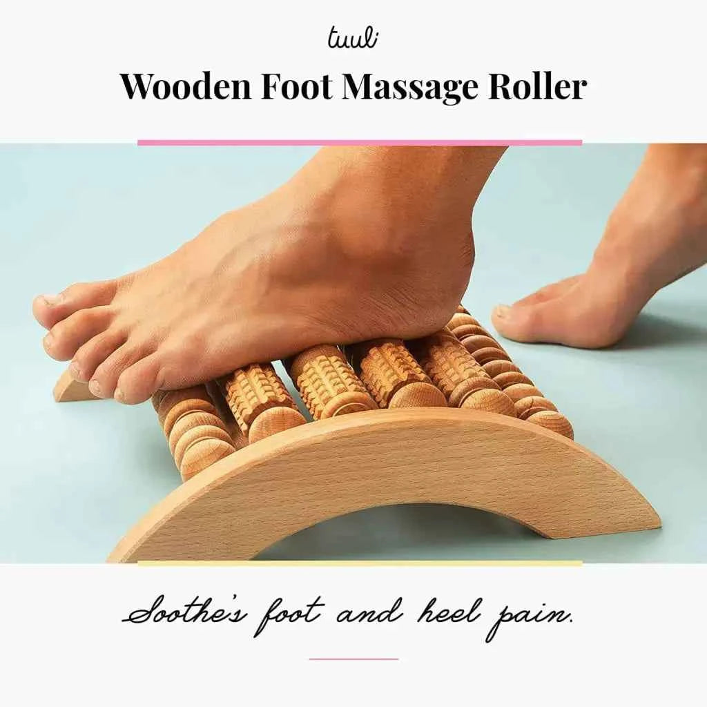 Wooden Foot Massager — Multi-Roller Foot Relaxation Tool