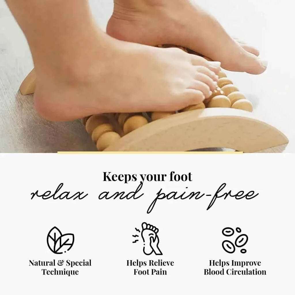 Wooden Foot Massager — Multi-Roller Foot Relaxation Tool