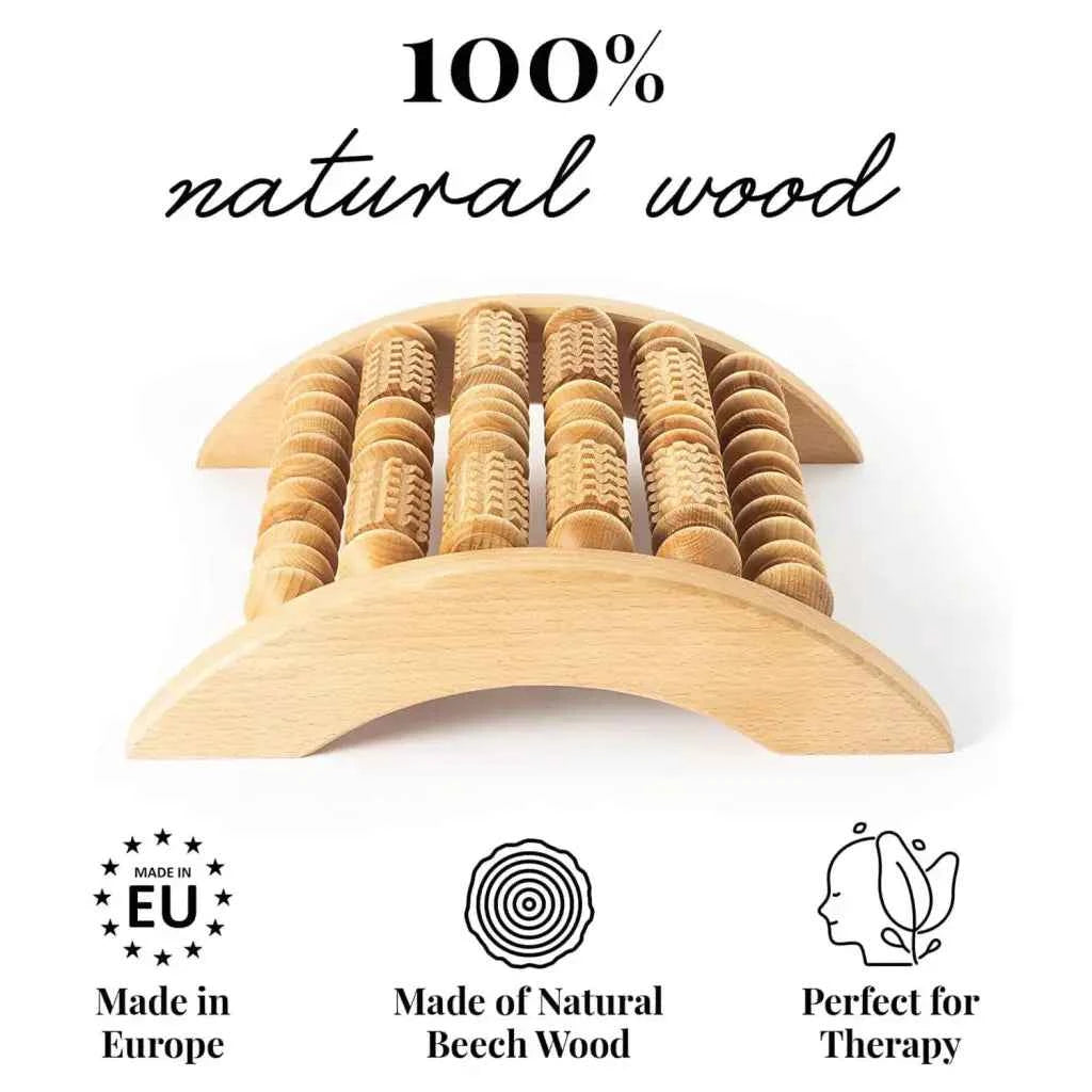 Wooden Foot Massager — Multi-Roller Foot Relaxation Tool