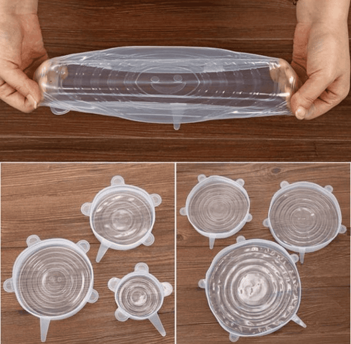 Set Of 6 Round Silicone Stretch Lids