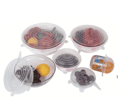 Set Of 6 Round Silicone Stretch Lids