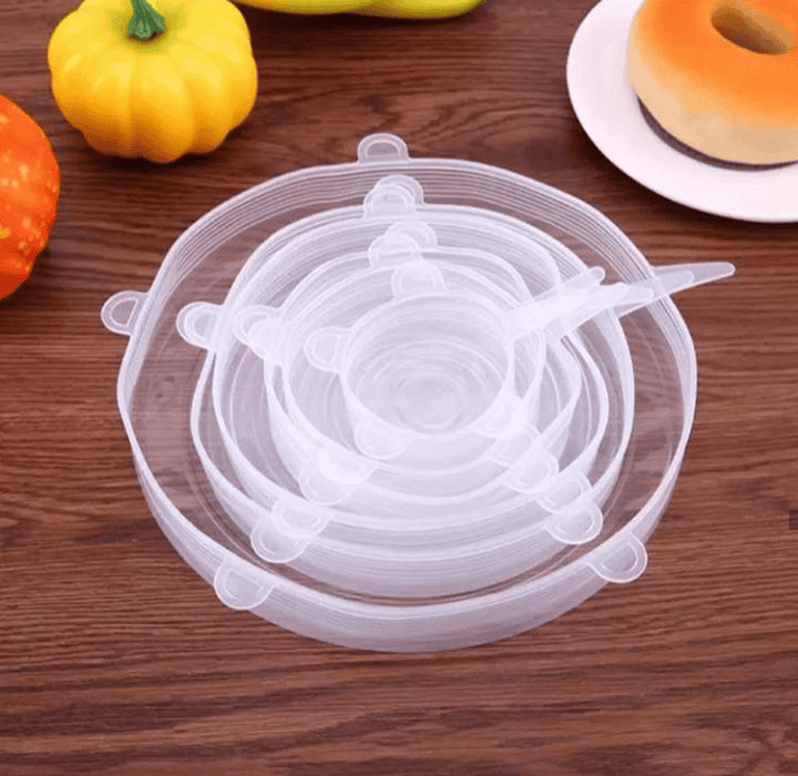 Set Of 6 Round Silicone Stretch Lids