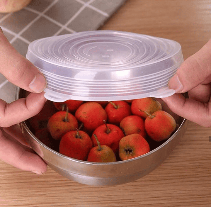 Set Of 6 Round Silicone Stretch Lids