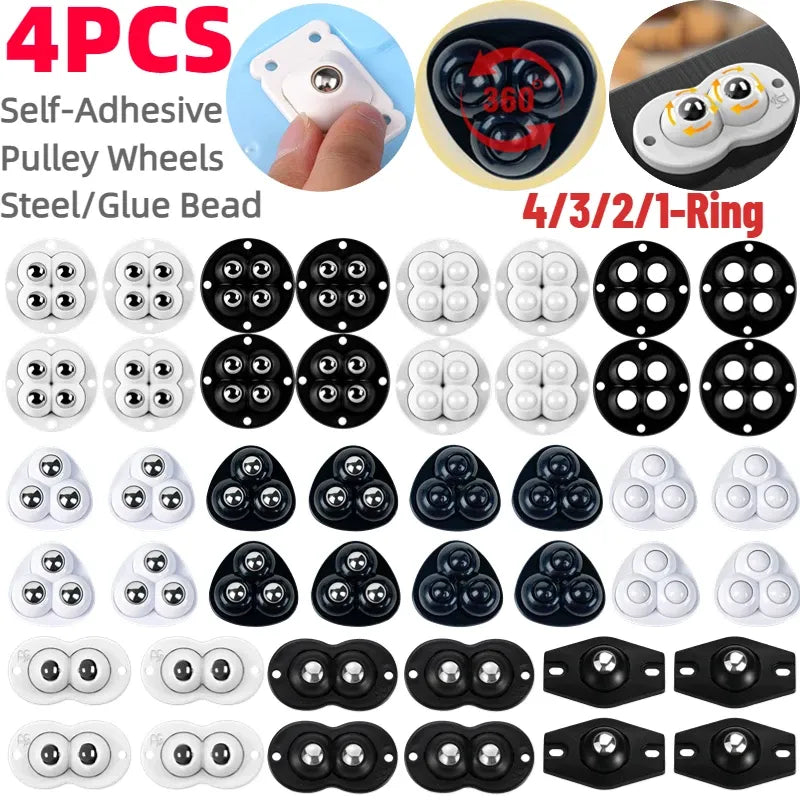 4 Pcs Self-Adhesive Mini Swivel Caster Wheels